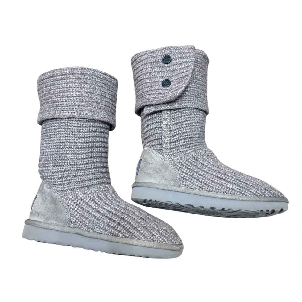 UGG Classic Cardy Knit Gray Boots Women's Size 5 Style 1016555‎